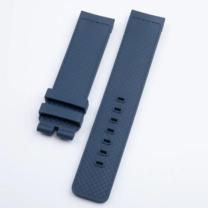 Soft Fluororubber Watch Strap, 22mm, for IWC AQUATIMER FAMILY IW376806 IW379503, Black and Blue, Quick Release