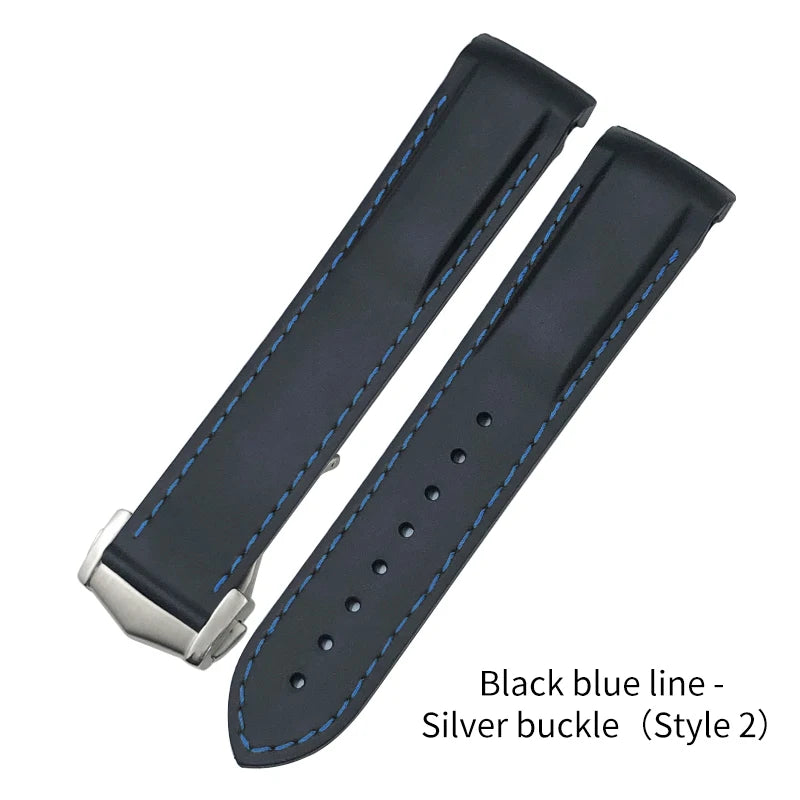 Bracelet de montre incurvé en caoutchouc, bracelet en silicone, Omega Seam84300, AT150, Speedmaster 8900, Planet Ocean, 18mm, 19mm, 20mm, 21mm, 22mm