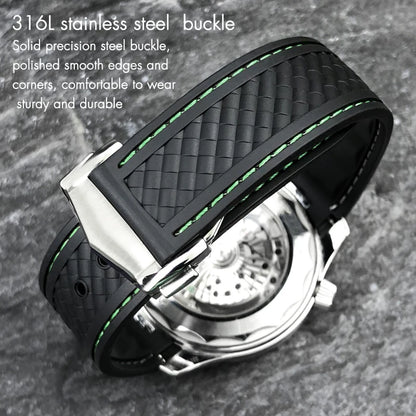 Cinturino curvo in gomma per orologio, 19mm 20mm, adatto per Omega AT150 Seamaster 300 AQUA TERRA, cinturini da immersione, nero e blu, in silicone