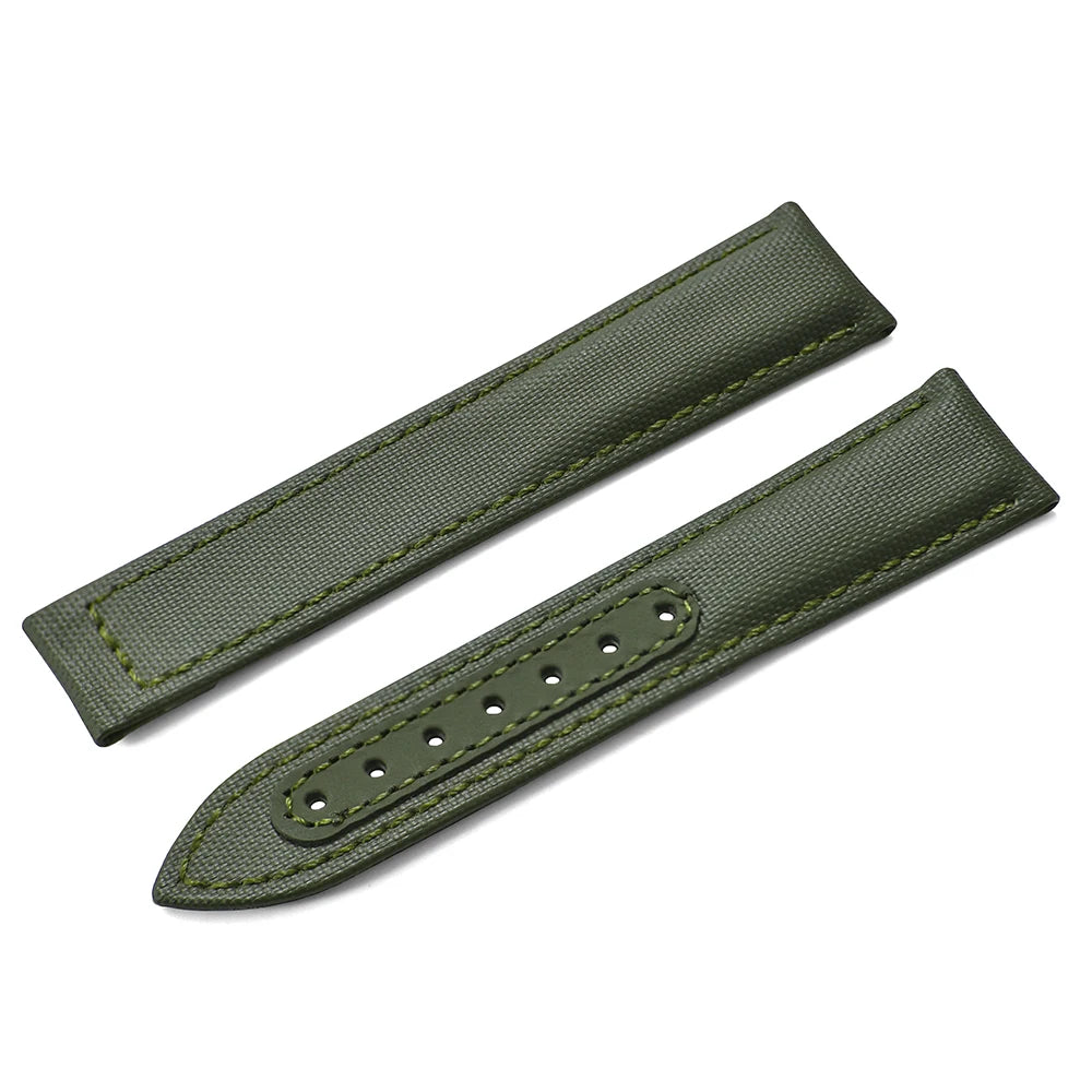Bracelet de montre en Nylon en tissu voile, 20mm 22mm, en cuir, pour Omega Seamaster Swatch, boucle pliante, Bracelet universel