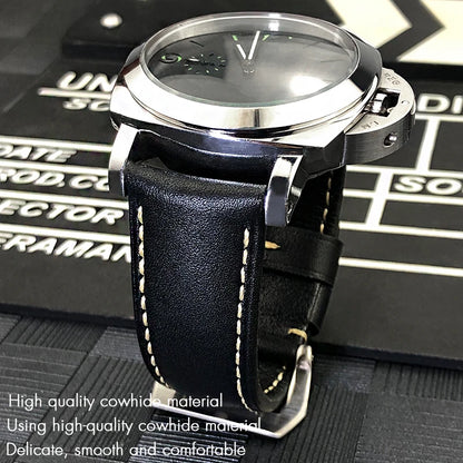 Bracelet de montre en cuir véritable, 24mm 26mm, pour Panerai LUMINOR PAM111 PAM 441, Style rétro, fait à la main