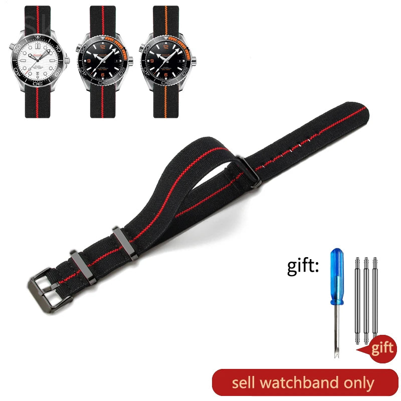 Retro Parachute Nylon Watch Strap for Rolex Tudor Biwan Omega Heuer IWC Men High-Density Knit 18 20 22mm Replacement Accessories