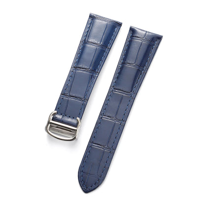 New Crocodile Pattern Watch Strap 18mm 20mm 22mm Genuine Leather Folding Buckle Watchband for Omega for Cartier Tank Solo