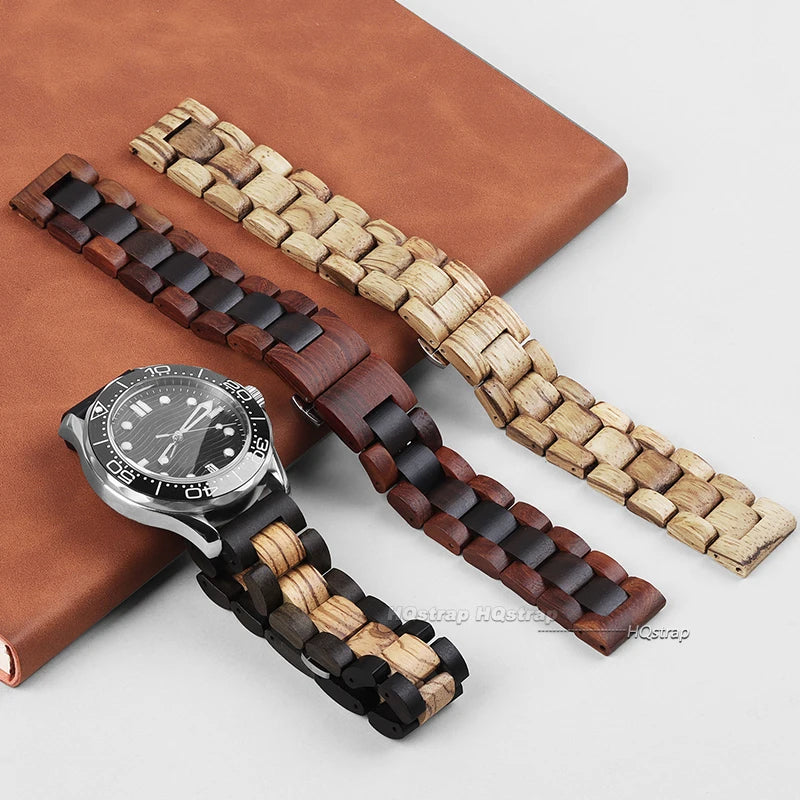 Correa de reloj de madera para Samsung Galaxy Watch 6, 5, 4, 3, Huawei Watch GT2, GT3, Amazfit, pulsera GTS