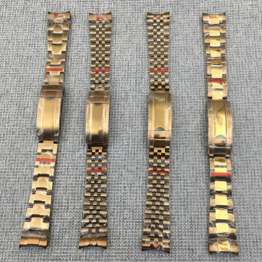 LARIMOKER 20mm 904L cinturino solido in acciaio inossidabile bronzo bracciale per orologio con fibbia deployante oyster/jubilee per uomo