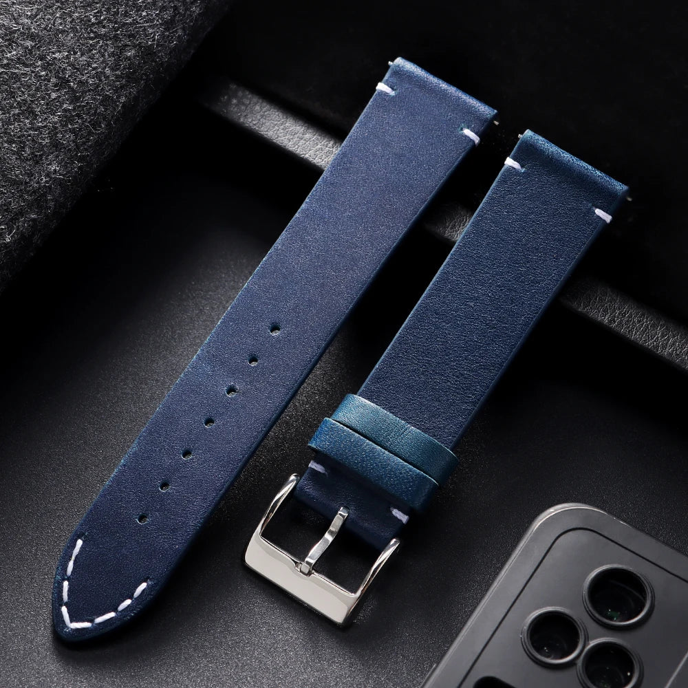 Bracelet de montre en cuir de veau véritable, à dégagement rapide, 12/14/16/18/20/22/24mm, accessoires universels pour hommes et femmes