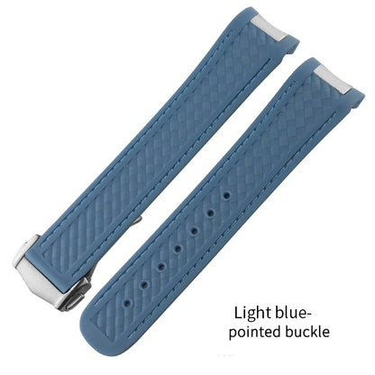 Bracelet de montre en caoutchouc de silicone à extrémités courbes, 18mm, 19mm, 20mm, 21mm, pour Omega 007 Seamaster 300 AT150 Aqua Terra Speedmaster