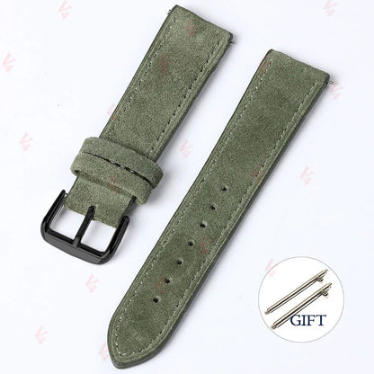 18mm 19mm 20mm 22mm Vintage daim peau de vache Bracelet de montre à la main Bracelet de montre gris marron vert Bracelet à dégagement rapide pour hommes femmes