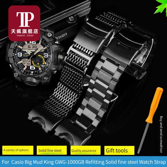 Cinturino da uomo in acciaio inossidabile per orologio Casio G-SHOCK GWG-1000-1A/A3/1A1 GB/GG, nero, sportivo, impermeabile, accessori