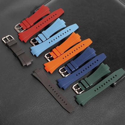 Ajustement parfait pour le bracelet en caoutchouc Tissot PRX 40 FKM avec fermoir à ardillon argenté - 12 mm pour les bracelets de montre Powermatic 80 (unisexe)