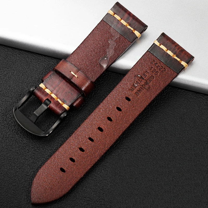 Handmade leather watch strap, 20mm 22mm 24mm, for Panerai, Tudor, Biwan Bronze, and Breitling watches, Italian cowhide leather.