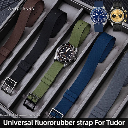 Fluoro Rubber Strap for Tudor Black Bay FXD Series M25707 M79363N, 20mm, 21mm, 22mm, for Omega IWC Rolex