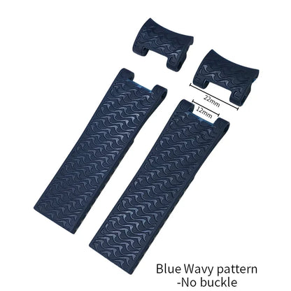 Cinturini per orologio in gomma siliconica da 22 mm compatibili con Ulysse Nardin Diver, chiusura deployante color argento o oro rosa, cinturino nero o blu