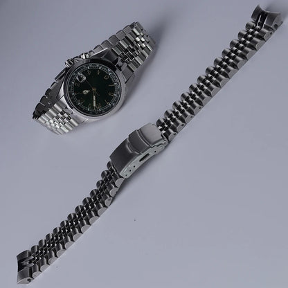 Rolamy-Cinturino per orologio in acciaio inossidabile massiccio SION L, estremità curva, design Jubilee, modelli SeATM Alpinist eventuali B115 117 121 SARB013 e 17, 20mm