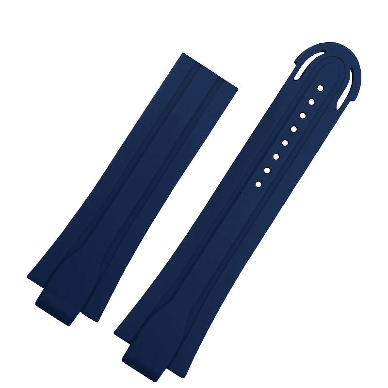 Rubber and silicone watch strap for diving sports, watch band, raised mouth, stainless steel, has a clasp, ORIS 7730 and 7740 series, 24x12mm