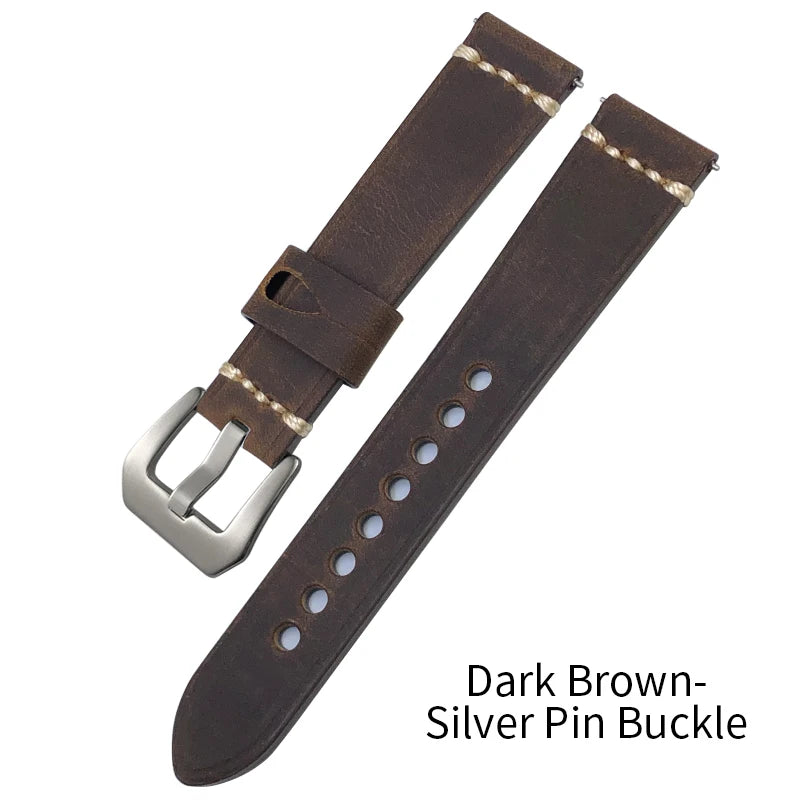 Handmade Quick Release Cowhide Watch Strap, 19mm 20mm 21mm 22mm 23mm 24mm, for Panerai Citizen Seiko TIMEX Oris IWC