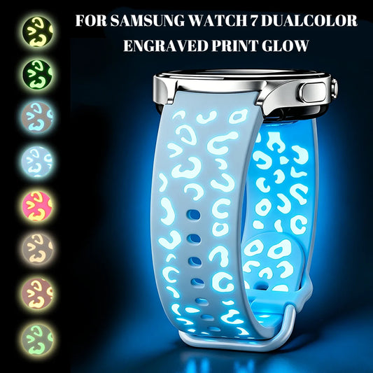 Bracelet de montre lumineux gravé bicolore, compatible avec Samsung Watch 7/6/5/4/FE, bracelet de montre sport en silicone lumineux (40/44 mm)