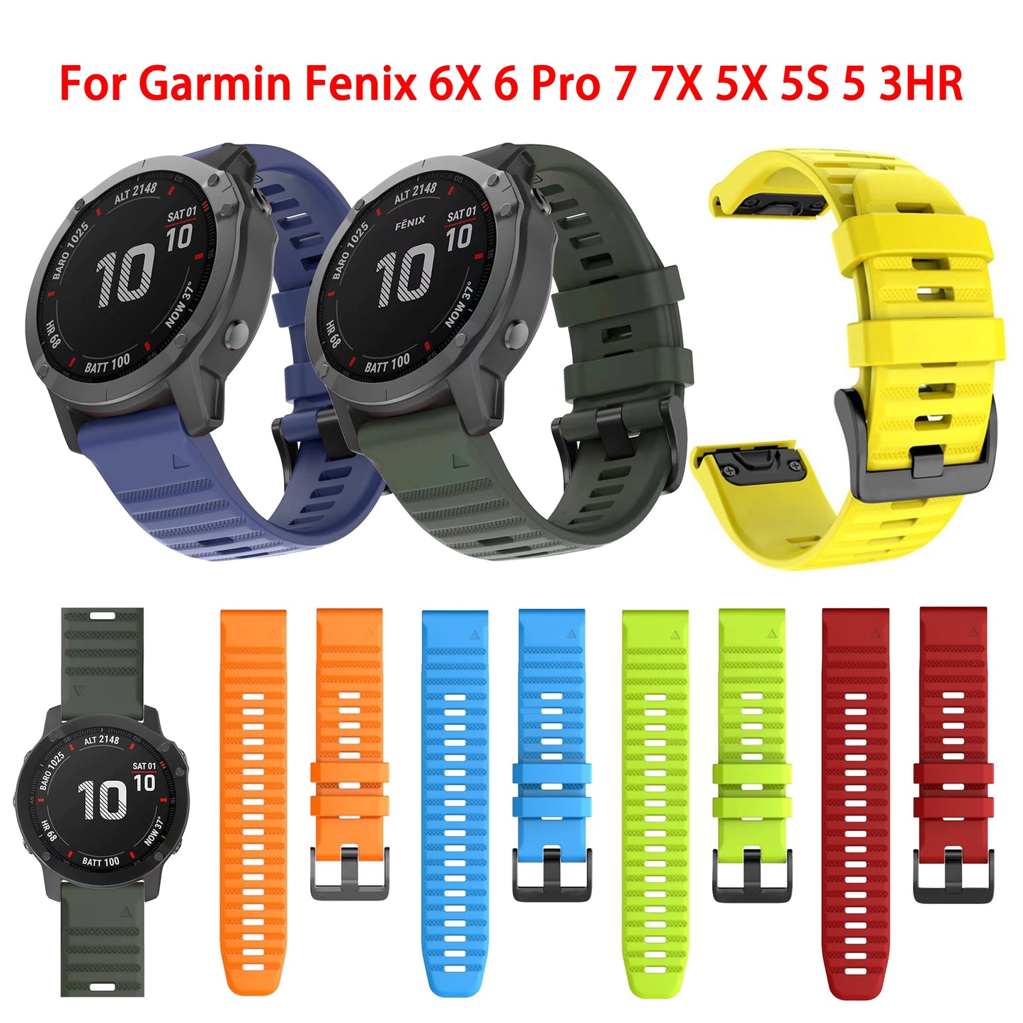 Per fenix 6 Pro 7 5 Plus 22 20 26mm Cinturino in silicone QuickFit per Garmin fenix 6X Pro 7X 5X 6S 7S Forerunner 935 945 3HR Braccialetto
