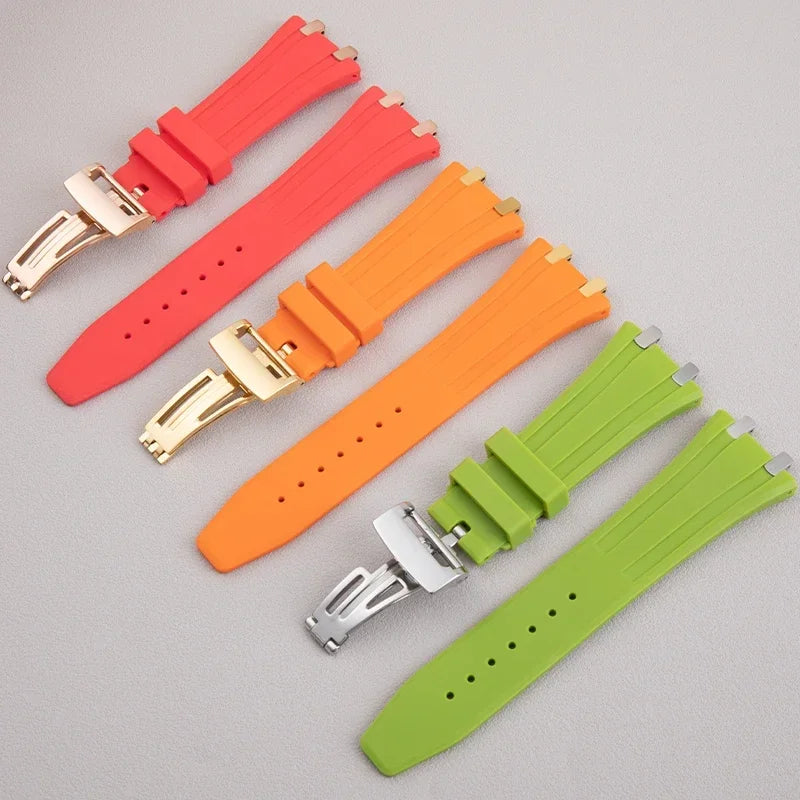 Soft Rubber Watch Strap, 26mm, for AP Bracelet, for Audemars Piguet, 15400, 15500, 26331, 3.5mm, End Link Strap