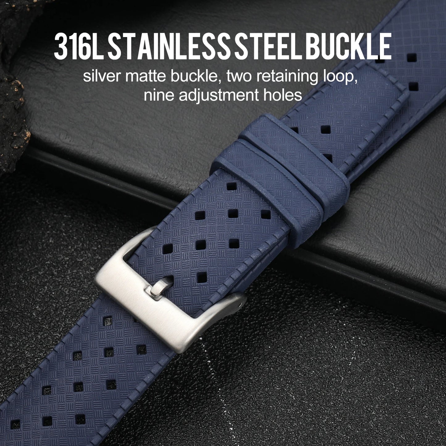 Bracelet de montre en caoutchouc FKM de qualité supérieure, 20mm 22mm, pour Seiko, Oris, Omega, plongée à dégagement rapide, étanche