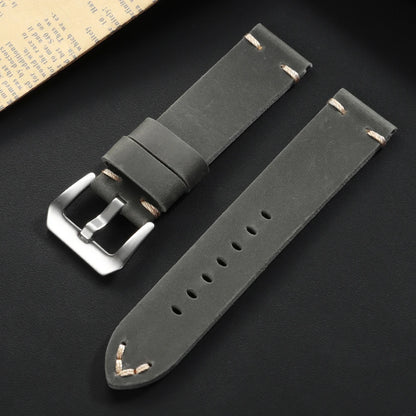 Hand-stitched cowhide leather watch strap, vintage business style, 18mm, 20mm, 22mm, 24mm, 26mm, soft leather strap for men