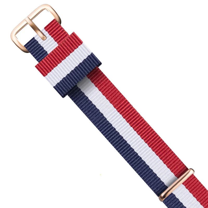 Cinturino per orologio da uomo e da donna, in nylon premium da 18mm e 20mm, color oro rosa e argento, per Daniel Wellington