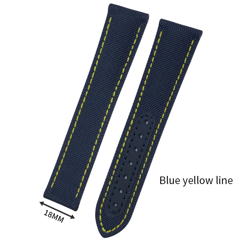 Optical-Nylon leather watch strap, for Omega Seamaster AT150 Speedmaster De Ville, high quality folding clasp, 19mm, 20mm