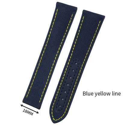 Optical-Nylon leather watch strap, for Omega Seamaster AT150 Speedmaster De Ville, high quality folding clasp, 19mm, 20mm