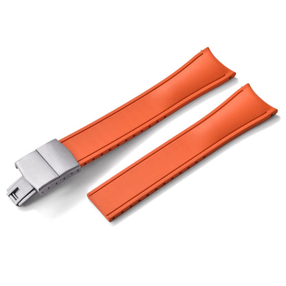 TONJETT for d-elug Curved FKM Rubber Watch Band 20mm 22mm Curved CTS Watch Strap Cut to Size Quick Release Butterfly Buckle
