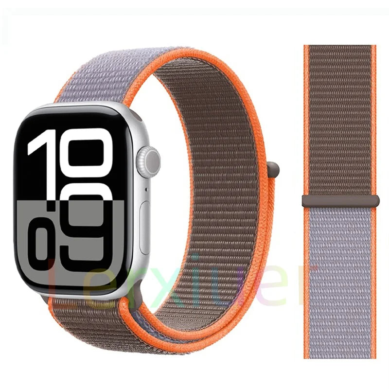 适用于 Apple Watch 46mm 44mm 45mm 40mm 41mm 42mm 的尼龙回环表带，适配 iWatch 系列 11 10 9 SE 8 7 6 5 4 Ultra 3 2 49mm