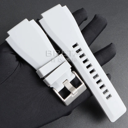 22mm 24mm Silicone Watch Strap for Bell Ross BR01 BR03 Convex Rubber Watch Band Replacement Straps Diving Bracelet for Outdoor Sports