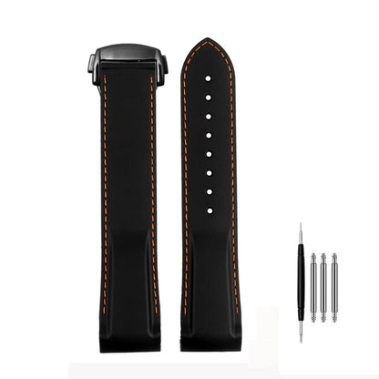 Cinturino per orologio da uomo in gomma e silicone, fibbia pieghevole, estremità curva, per Omega Seam84300 Speedmaster, 20 mm 21 mm 22 mm