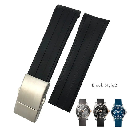 Cinturino per orologio in gomma di alta qualità, 19 mm 20 mm 21 mm 22 mm, adatto per Longines Hydroconquest L3 780 781 782 841, cinturino in silicone impermeabile