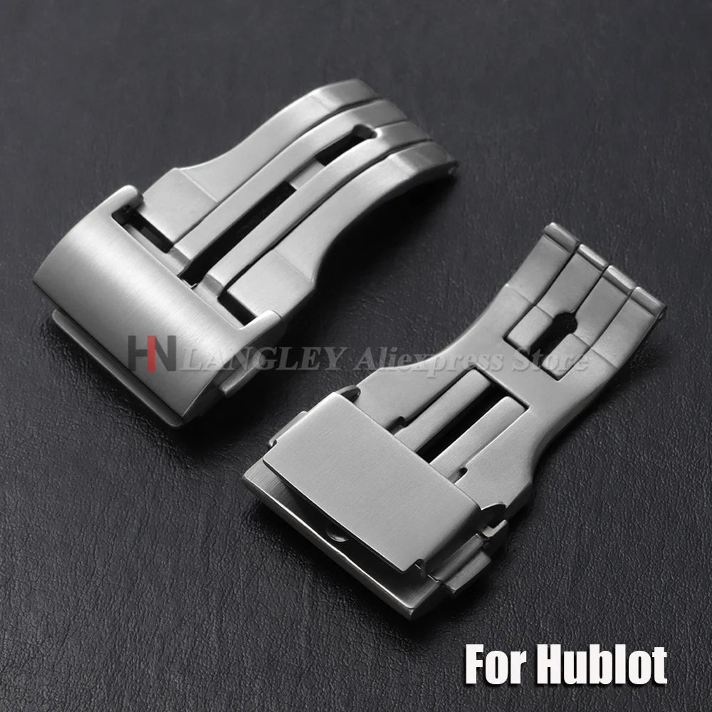 Massive Edelstahlschließe, 20 mm 22 mm, für Hublot Big Bang Uhr, für Leder- und Silikonarmband, silberne Faltschließe, Zubehör