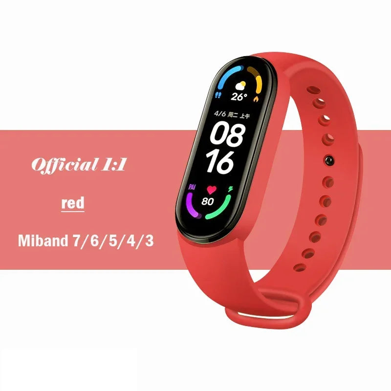 Official silicone strap for Xiaomi Mi Band 4 5 6 7, sports watch, Miband4 Miband7 Correa Mi band 3 4 5 6 7 bands
