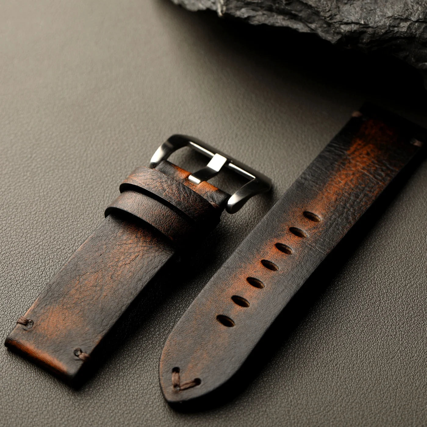 Cinturino in pelle lucida fatto a mano, 20MM 22MM 24MM, strato superiore in pelle bovina, effetto invecchiato, compatibile con orologi di fascia alta PAM111 441