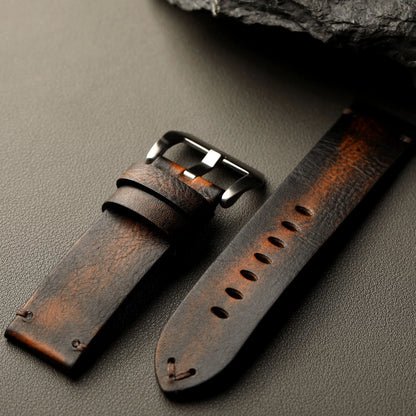 Cinturino in pelle lucida fatto a mano, 20MM 22MM 24MM, strato superiore in pelle bovina, effetto invecchiato, compatibile con orologi di fascia alta PAM111 441