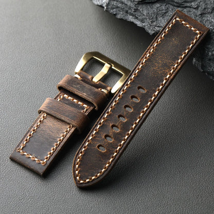 Cinturino in vera pelle di alta qualità, cinturino in bronzo, 20 22 23 24 26MM, cinturino spesso in pelle bovina da uomo, strato superiore italiano