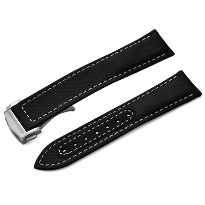 Bracelet de montre en Nylon en tissu voile, 20mm 22mm, en cuir, pour Omega Seamaster Swatch, boucle pliante, Bracelet universel