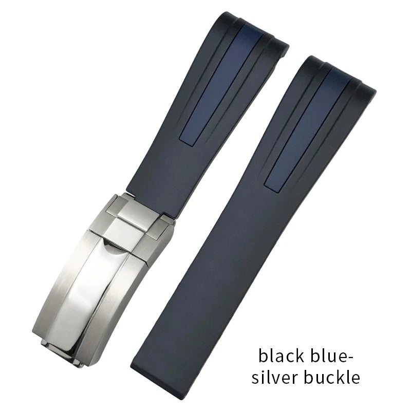 Uhrenarmband aus Kautschuk und Silikon, gebogenes Ende, 18mm 19mm 20mm 21mm 22mm, für Submariner DayRequiRolex Gstuff IWC Pilot, Uhrenarmband-Zubehör
