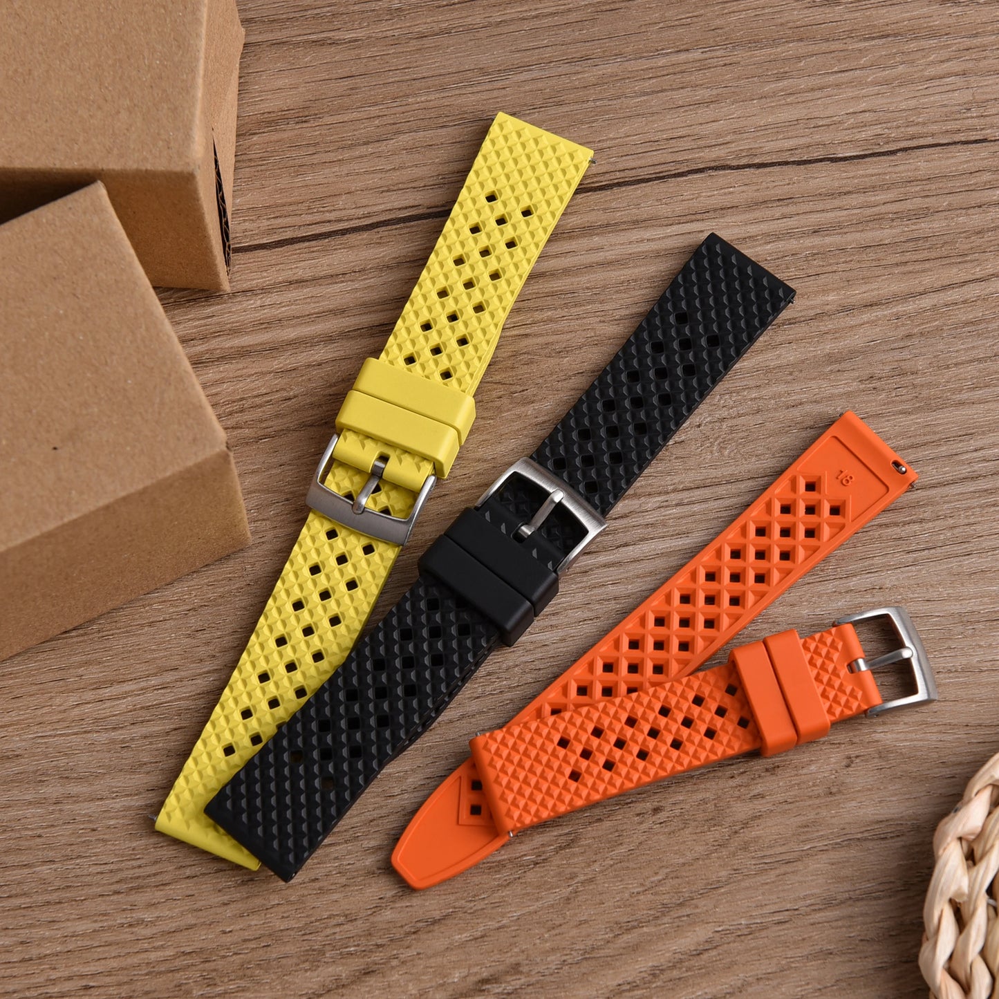 Bracelets de montre en caoutchouc FKM tropical premium 20 mm 22 mm à dégagement rapide, motif nid d'abeille, respirants et poreux pour Seiko SRP775