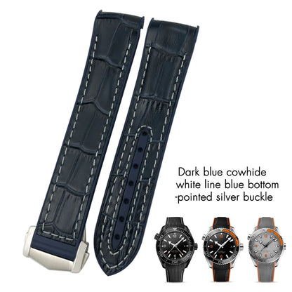 Bracelet de montre en caoutchouc et Nylon, 19mm 20mm 21mm 22mm, adapté à Omega Seamaster Diver 300 Planet Ocean 600M Seiko Orange