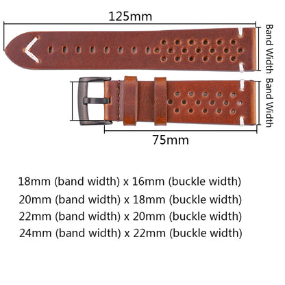 Bracelet de montre respirant en cuir véritable à dégagement rapide, 18mm-24mm, bracelet en cuir de vache disponible, noir, vert, marron, jaune, unisexe