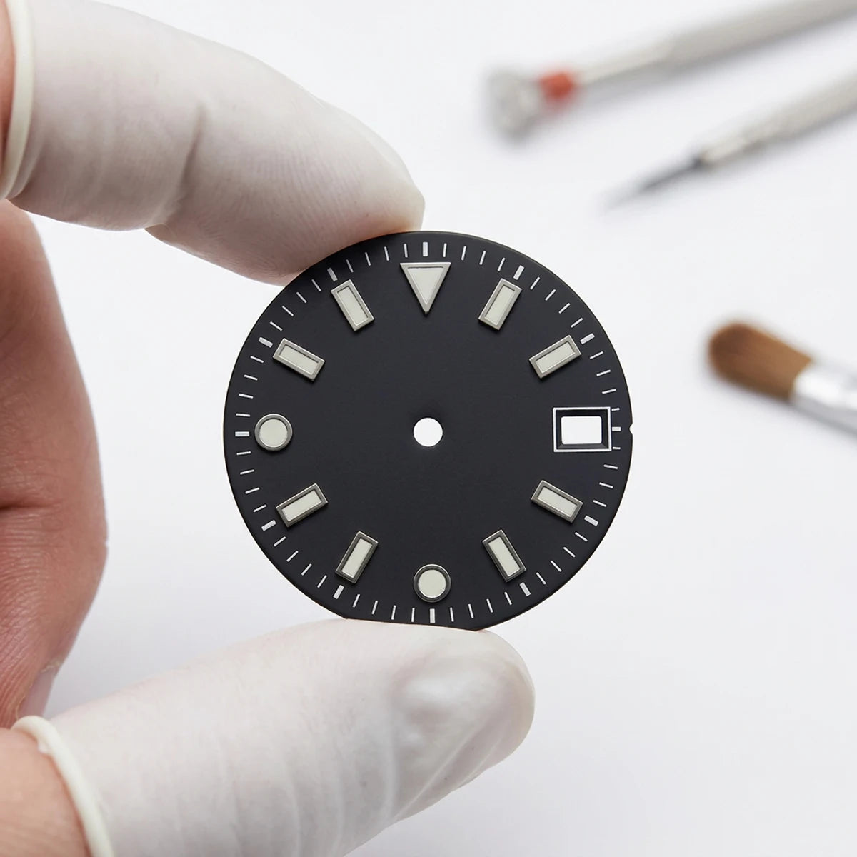 28.5mm watch dials for NH35/NH36 movements with green luminous dials for watch replacement parts no logo