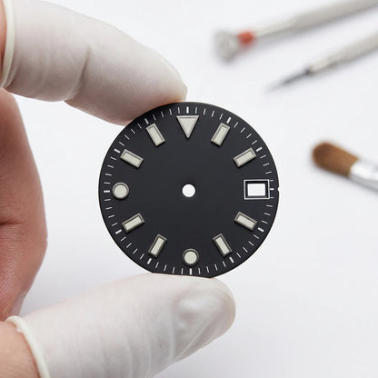 28.5mm watch dials for NH35/NH36 movements with green luminous dials for watch replacement parts no logo