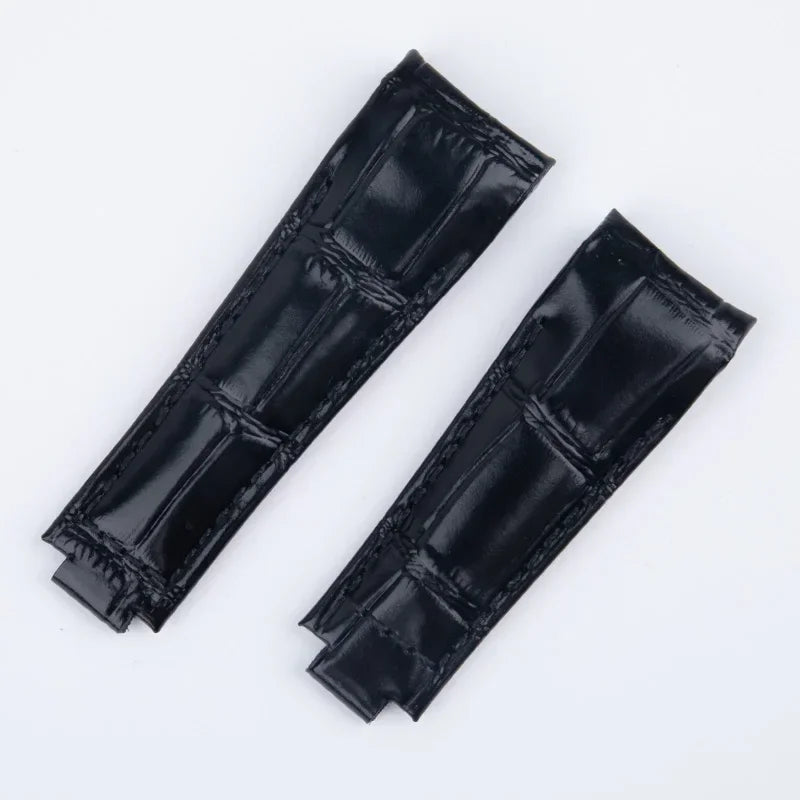 20mm Curved End Watch Band for Rolex Daytona Submariner GMT Master, Glidelock Clasp, Genuine Leather