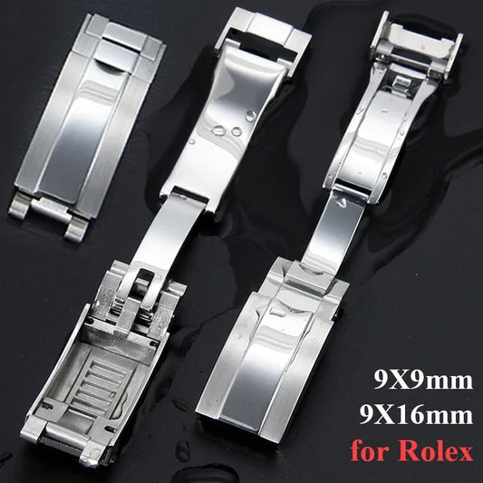 Boucle de montre 9x9mm, pour Rolex DAYTONA SUBMARINER GMT, fermoir en acier inoxydable, bouton de traction de réglage fin, boucles 9x16mm