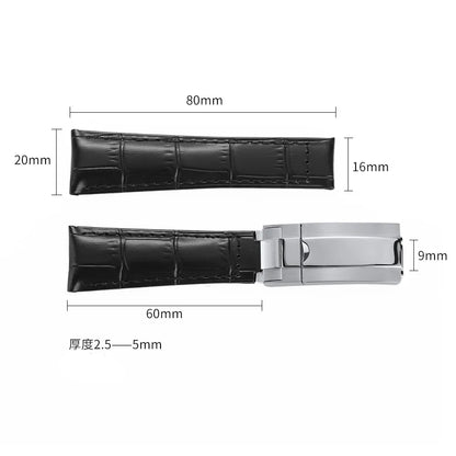 20mm Watch Straps for Rolex SUBMARINER Water Ghost DAYTONA GMT Genuine Cowhide Grain Calf Leather Men Women Watch Strap Accessories