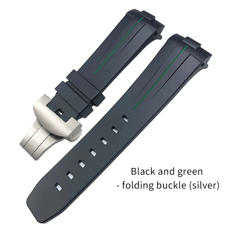 Bracelet de montre en caoutchouc naturel à extrémité incurvée de 24mm, pour Panerai LUMINOR SUBMERSIBLE PAM, en Silicone, étanche, boucle papillon