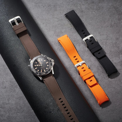New Curved End Rubber Watch Bands 20mm, Military Watch Strap 21mm 22mm, FKM Watch Straps for Omega Swatch Men
